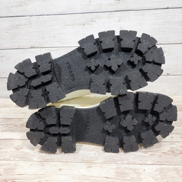 Prada Monolith white patent leather lug sole Chelsea boots - Picture 10 of 13